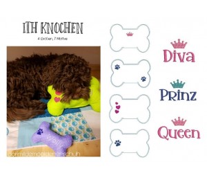 Stickserie ITH - Hundeknochen in 4 Größen und mit 7 Motiven plus Blanko